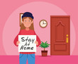 © Jemastock - woman with stay at home covid19 banner