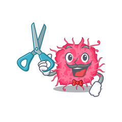 Sticker - Sporty pathogenic bacteria cartoon character design with barber