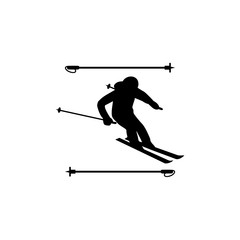 Wall Mural - Snow ski and a stick icon. Simple winter games icon isolated on white background