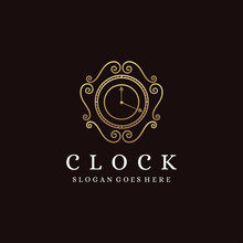 Abstract Classic Vintage Clock Logo Vector Template