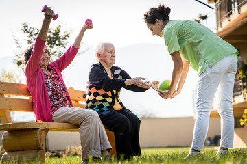 Senior woman doing sport and working out outdoors