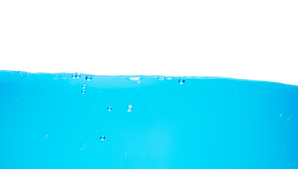 closed up of beautiful curve and nice bubble of drinking water isolated on white background