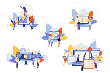 Website development, software testing, graphic design set concept