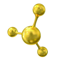 Wall Mural - Vector 3d model of gold molecule. Illustration isolated on white background.