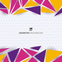 Wall Mural - abstract template modern style colorful geometric triangles pattern on polka dot white background.