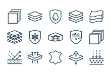 Fabric Feature Related Line Icon Set. Layered Materials Vector Vector Icons.