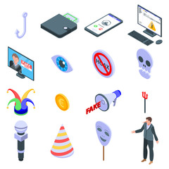 Wall Mural - Hoax icons set. Isometric set of hoax vector icons for web design isolated on white background