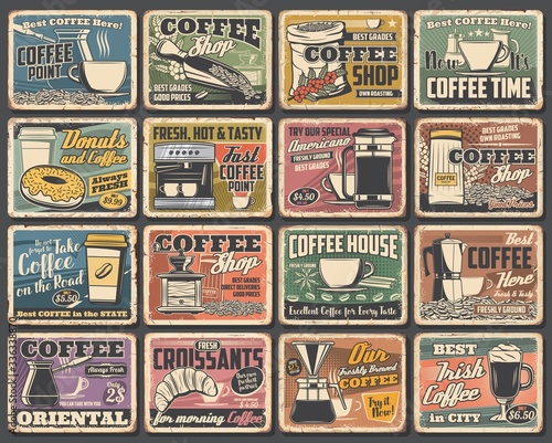 Dekoracja na wymiar  filizanki-do-kawy-i-ekspres-do-kawy-nieczysty-plakaty-kawiarnia-wektor-wzor-goracy-napoj-i-napoj