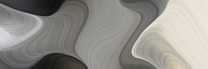 Aufkleber - abstract flowing designed horizontal banner with gray gray, light gray and very dark blue colors. fluid curved flowing waves and curves