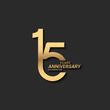 15 years anniversary celebration logotype with elegant modern number gold color for celebration
