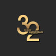 32 years anniversary celebration logotype with elegant modern number gold color for celebration