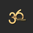 36 years anniversary celebration logotype with elegant modern number gold color for celebration