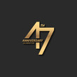 47 years anniversary celebration logotype with elegant modern number gold color for celebration
