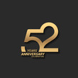 52 years anniversary celebration logotype with elegant modern number gold color for celebration