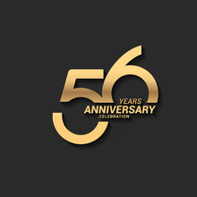 56 Years Anniversary Celebration Logotype With Elegant Modern Number Gold Color For Celebration