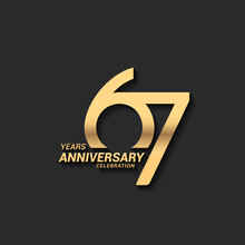 67 Years Anniversary Celebration Logotype With Elegant Modern Number Gold Color For Celebration