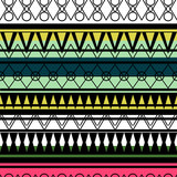 Seamless vector tribal texture set. Tribal seamless texture. Boho stripes. Striped vintage boho fashion style pattern background with tribal shape elements.
