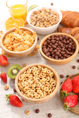 Sticker - breakfast cereals assortment with orange juice, croissant and strawberry