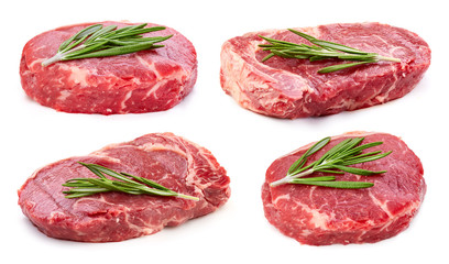 Wall Mural - Steak beef Isolated on white background. Fresh organic meat