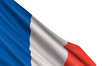 The realistic flag of France isolated on a white background. Vector element for Bastille Day, Armistice Day.