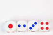 © Alexspdz - Four dice, cubes on a white background, space for text