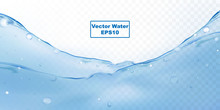 Vector Water Splash And Ripple Bubbles Over White Background