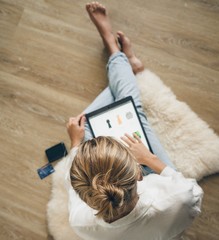 Woman shopping online for clothes