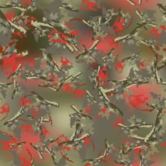 Wall Mural - Field camouflage of various shades of grey, green and red colors