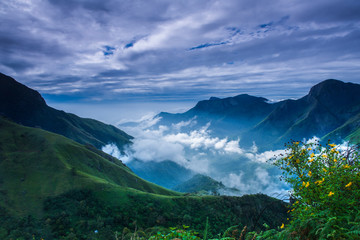 mountain landscape with clouds,top station Munnar