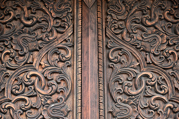 Wall Mural - Close up of classical decorative pattern of wood carving