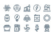 Energy and Eco Power related line icon set. Electricity and Power vector linear icons.