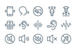 Noise and Sound pollution line icons. Loud sound and Echo vector linear icon set.