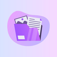Wall Mural - business file document folder icon with modern color full and fluid shape wave