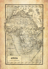 Ancient map of African continent with geographical Italian names and descriptions