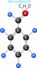Wall Mural - Benzaldehyde C6H5CHO Structural Chemical Formula Model