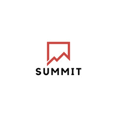 summit illustration and symbol, vector illustration, mountain logo.