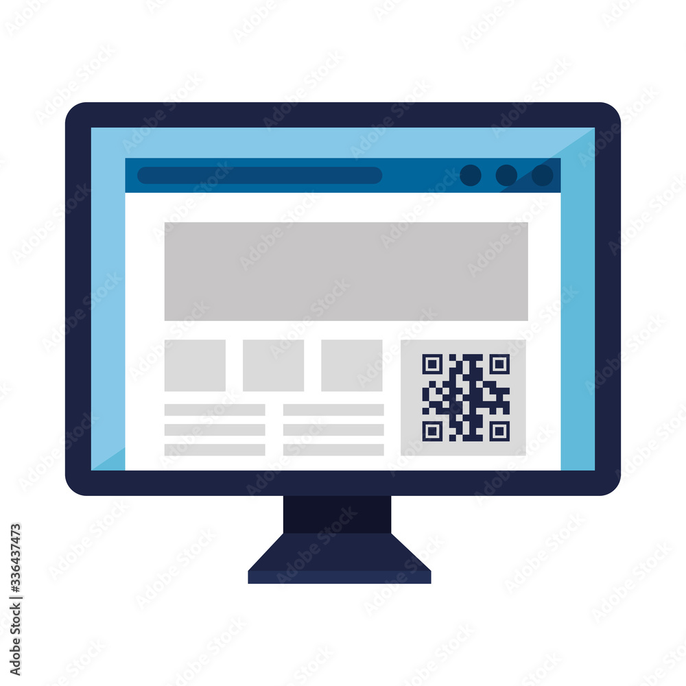 qr code inside computer design of technology scan information business ...