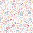 © AllNikArt - Cooking Vector Seamless Pattern. Hand drawn doodle Food and Kitchen utensils.