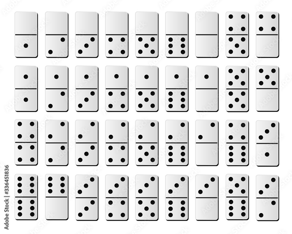 Dominoes or domino tiles white vector isolated realistic mockups with ...
