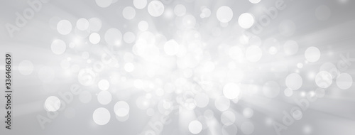 Fotomural white bokeh blur background / Circle light on blue background / abstract light b