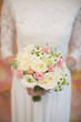 Delicate wedding bouquet of white and pink roses.Delicate wedding bouquet of white and pink roses
