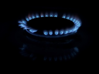 Gas stove. Fire