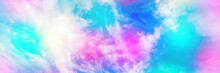 Cloud And Sky With A Pastel Colored Background, Abstract Sky Background In Sweet Color, Panoramic Mock-up Image