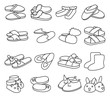 House slipper outline vector set icon. Isolated outline icon slipper and shoes.Vector illustration summer and spa shoe.