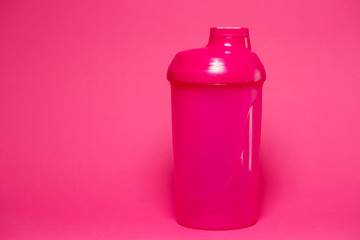 pink shaker, color background, sports, energy drink, equipment for the gym