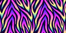 Wild Animal Fur Inspired Seamless Pattern. Colorful Gradient Vector Background.