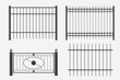 flat design metal fence set
