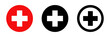 Red cross. Vector isolated icons. Medicine health hospital collection of signs symbol. Vector abstract graphic design. Emergency medicine concept. First aid. Health care.