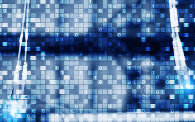 Wall Mural - digital matrix binary code mainframe server room computing communication concept.