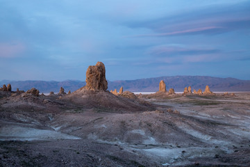 Canvas Print - blue hour in California desert of Trona Pinnacles